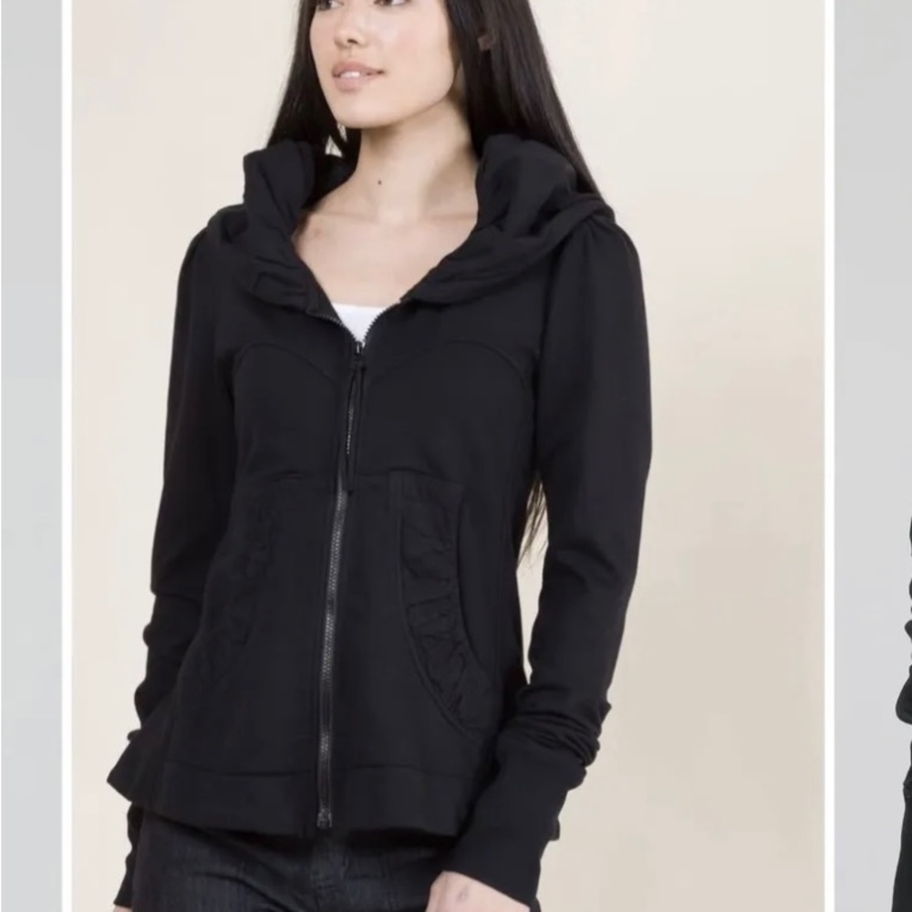 Prairie Underground Cloak Hoodie Jacket Sz L Black Organic Cotton Womens Short.